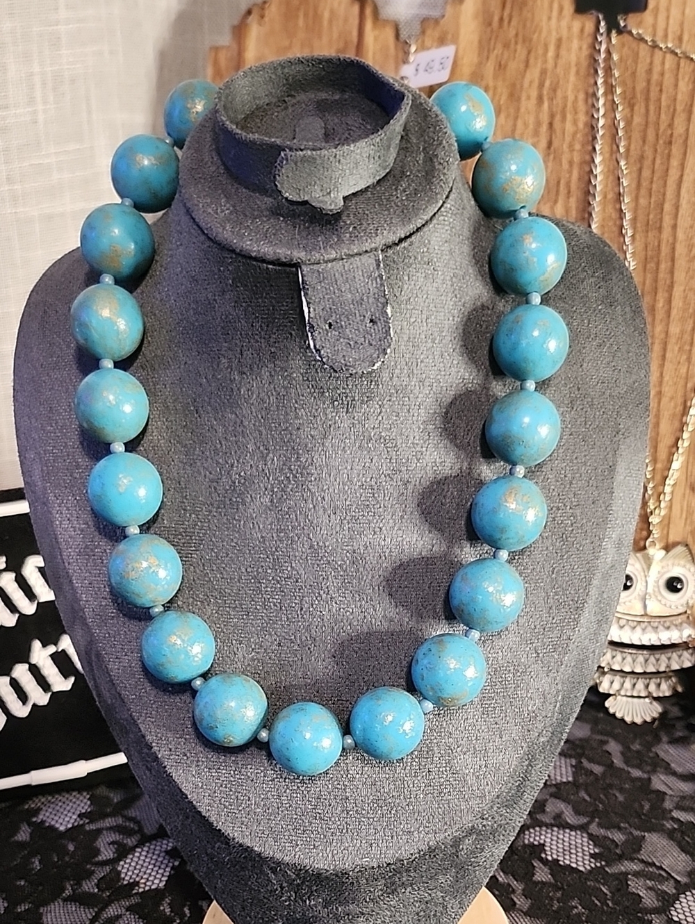 Turquoise Colored Bead Necklace - Unbranded